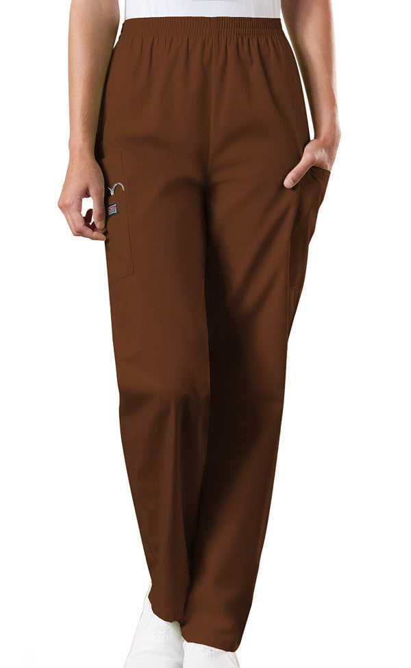 Chocolate - Cherokee Workwear Originals Natural Rise Pull On Cargo Pant