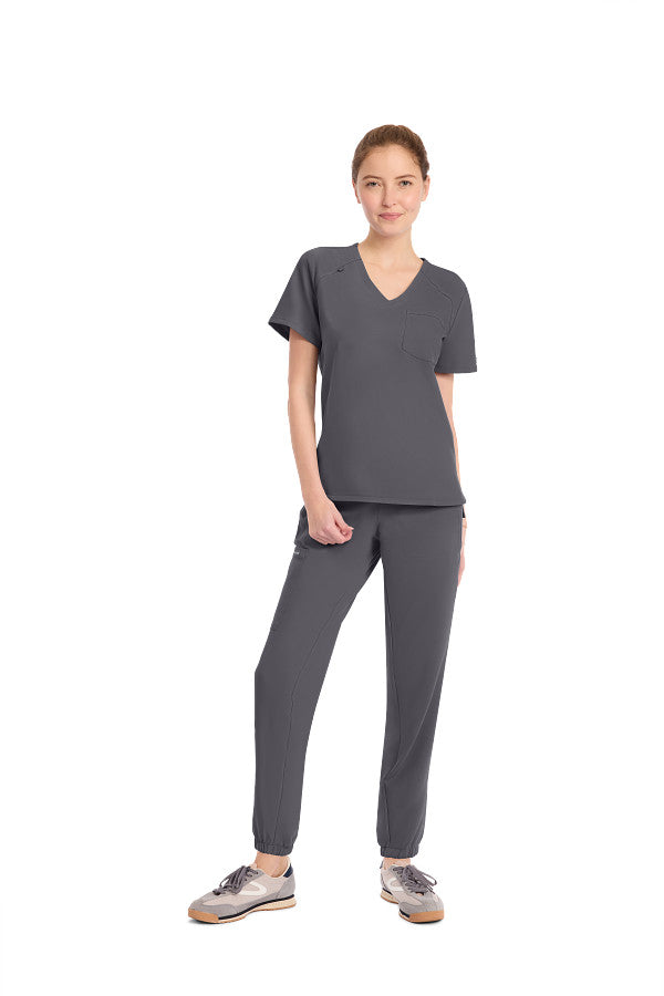 Pewter - Cherokee Workwear Originals Ultra Tuckable V-Neck Top